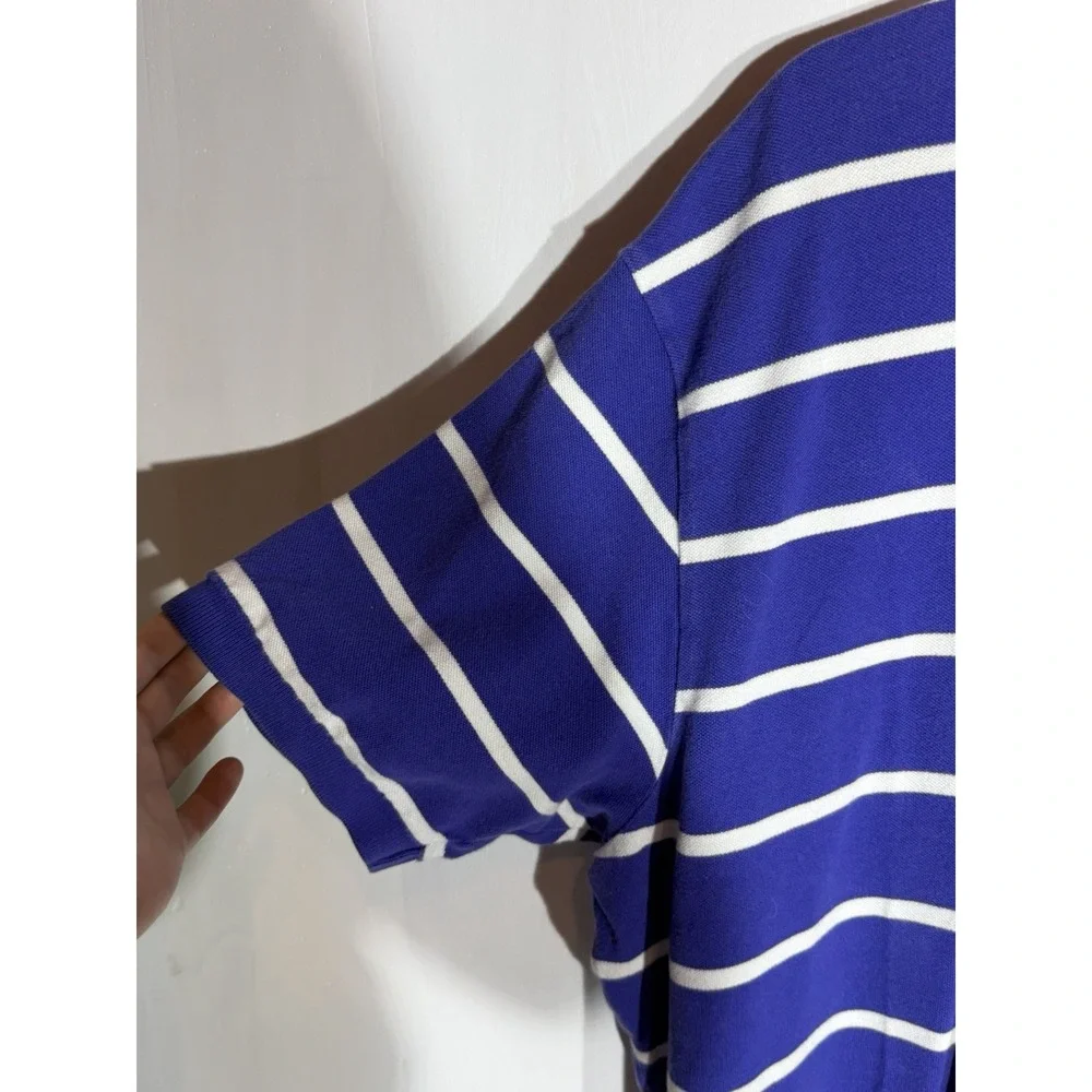 Polo By Ralph Lauren Purple And White 2XL 100% Cotton Green Pony Short Sleeve